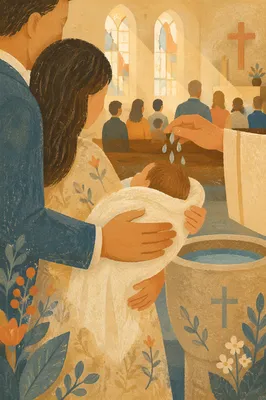 Joyful Family Baptism in Warm Church Light