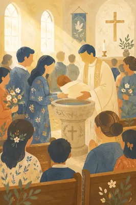 Joyful Family Baptism in Warm Church Light