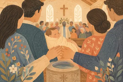 Joyful Family Baptism Celebration in Church