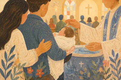Joyful Family Baptism Celebration in Church