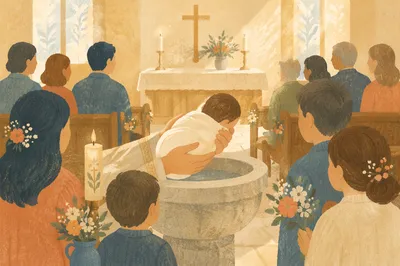 Joyful Family Baptism Celebration in Church