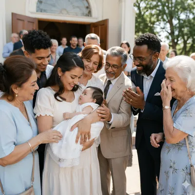 Joyful Family Baptism Celebration at Church