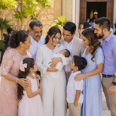 Joyful Family Baptism Celebration at Church
