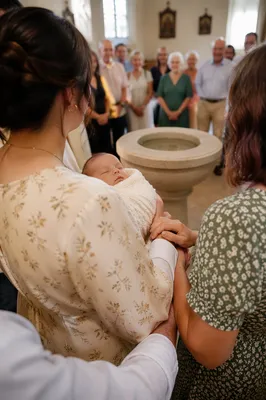 Joyful Family Baptism Celebration in Church