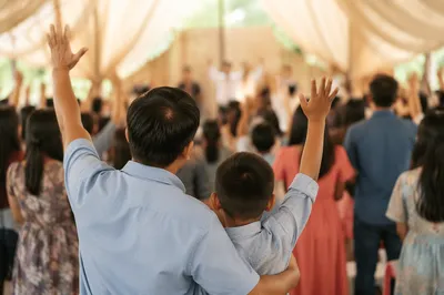 Joyful Family Baptism Celebration in Church