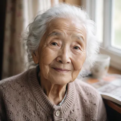 Serene Centenarian Woman Close-Up Portrait