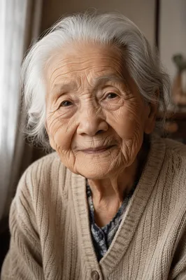 Serene Elderly Woman by Sunlit Window