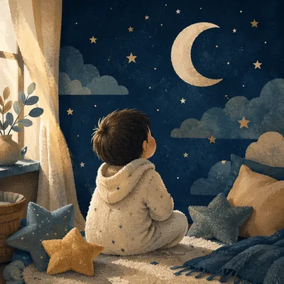Child Gazing at Stars in Wonder
