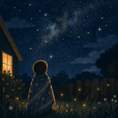 Child Gazing at Stars in Wonder