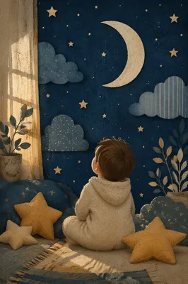 Child Gazing at Stars in Wonder