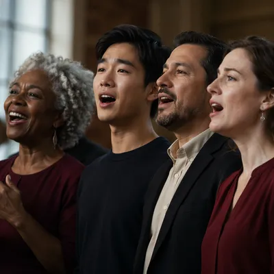 Emotional Choir Singers in Close-Up