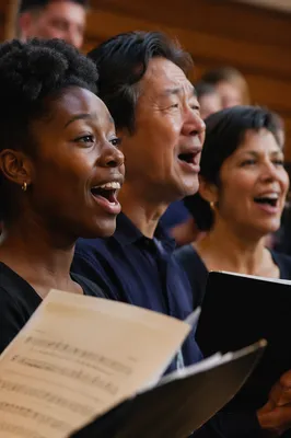 Passionate Choir Singers in Rehearsal Close-Up