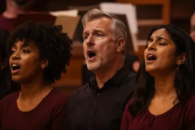 Passionate Choir Singers Close Up