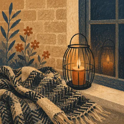 Warm Blanket and Candlelit Comfort