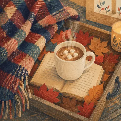 Cozy Autumn Comfort With Cocoa and Candlelight
