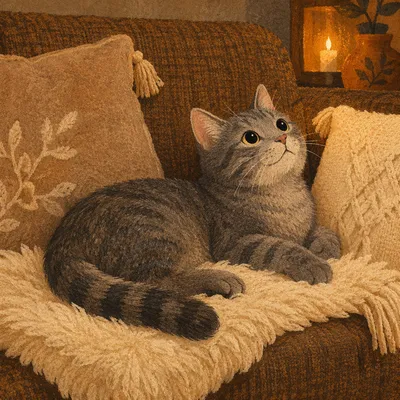 Comforting Cat by Warm Candlelight