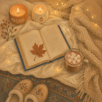 Cozy Candlelit Reading with Warm Blanket