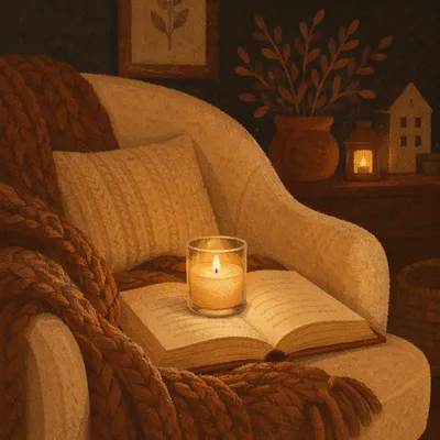 Candlelit Blanket Corner for Emotional Comfort