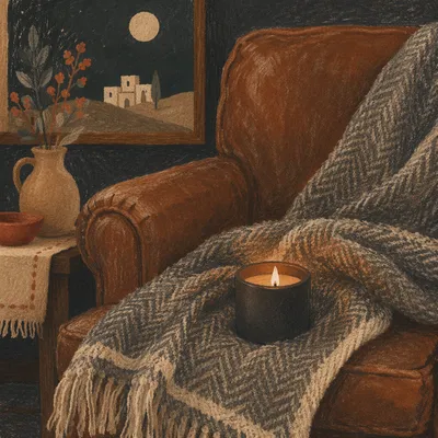 Cozy Blanket and Candlelight Comfort