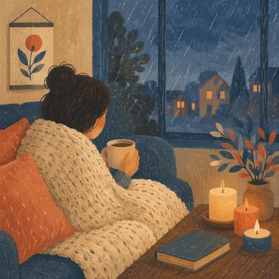 Candlelit Comfort Under a Warm Blanket