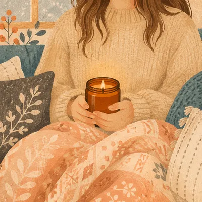 Cozy Candlelight Comfort in Knit Blanket