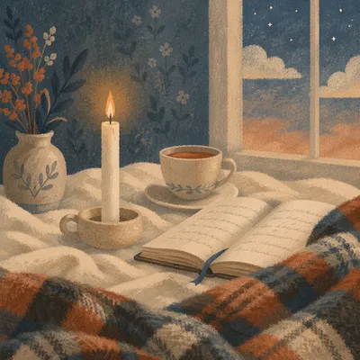 Candlelit Prayer Journal with Cozy Blanket