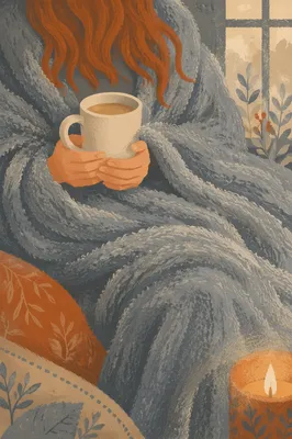 Warm Blanket and Candlelit Comfort