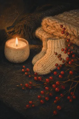 Warm Candlelight Comfort with Cozy Blanket