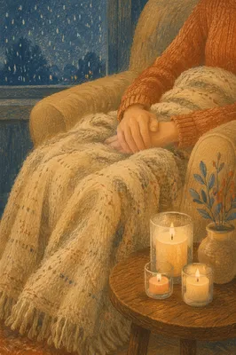 Quiet Comfort with Blanket and Candlelight
