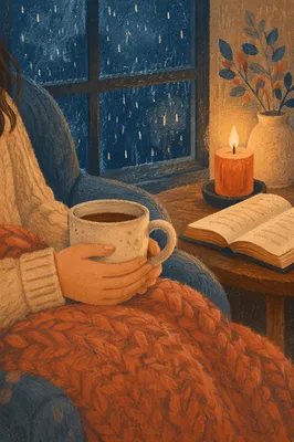 Candlelit Christian Comfort on Rainy Evening