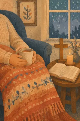 Cozy Candlelit Prayer in a Rainy Evening
