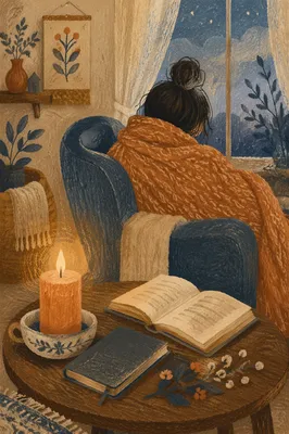 Candlelit Comfort Under a Warm Blanket