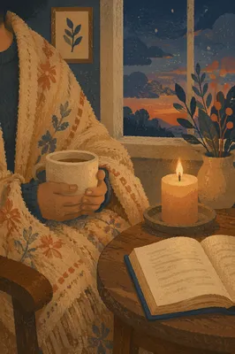 Warm Blanket and Candlelight Comfort