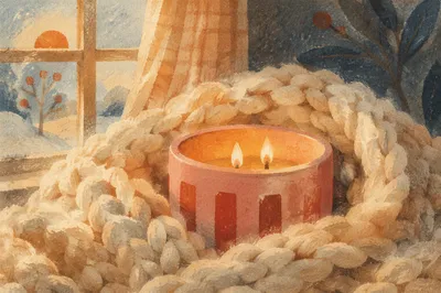 Warm Candlelight in Cozy Knit Blanket