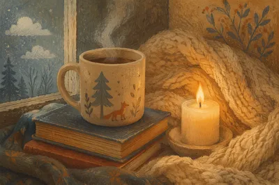 Candlelit Comfort on a Cozy Windowsill