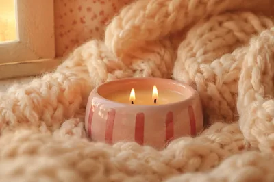 Warm Candlelight in Cozy Knit Blanket