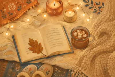 Quiet Comfort with Blanket and Candlelight