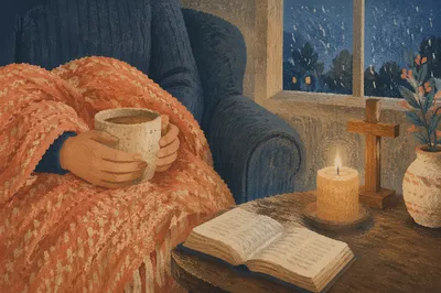 Comforting Candlelight Prayer on a Rainy Evening