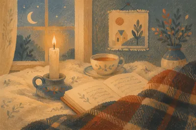 Candlelit Comfort with Blanket and Prayer Journal