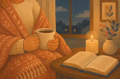 Candlelit Comfort With Warm Blanket