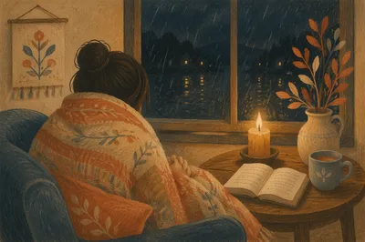 Candlelit Blanket Comfort in Quiet Prayer