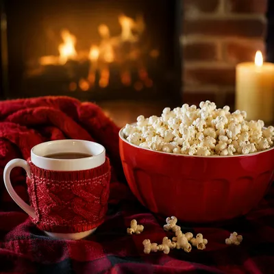 Cozy Blanket With Candlelit Fireplace Comfort