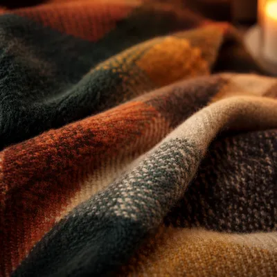 Warm Candlelit Wool Blanket Comfort