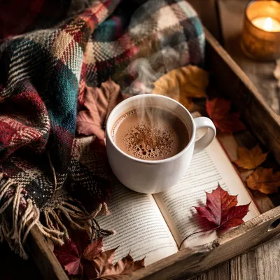 Cozy Autumn Comfort with Cocoa and Candlelight