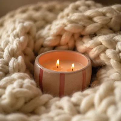 Warm Candlelight in Cozy Knit Blanket