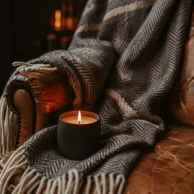 Warm Blanket and Candlelit Comfort