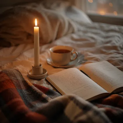 Candlelit Tea and Prayer Journal Comfort