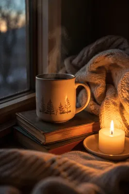 Cozy Candlelit Comfort on Quiet Windowsill