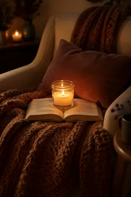Warm Blanket and Candlelight Comfort