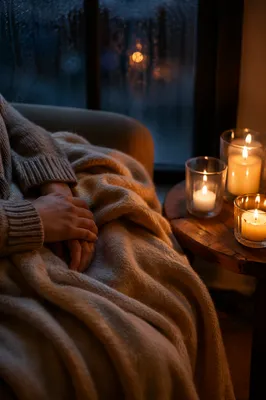 Quiet Comfort with Blanket and Candlelight